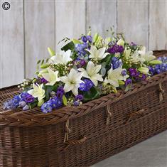 Blue and White Casket Spray Extra Large